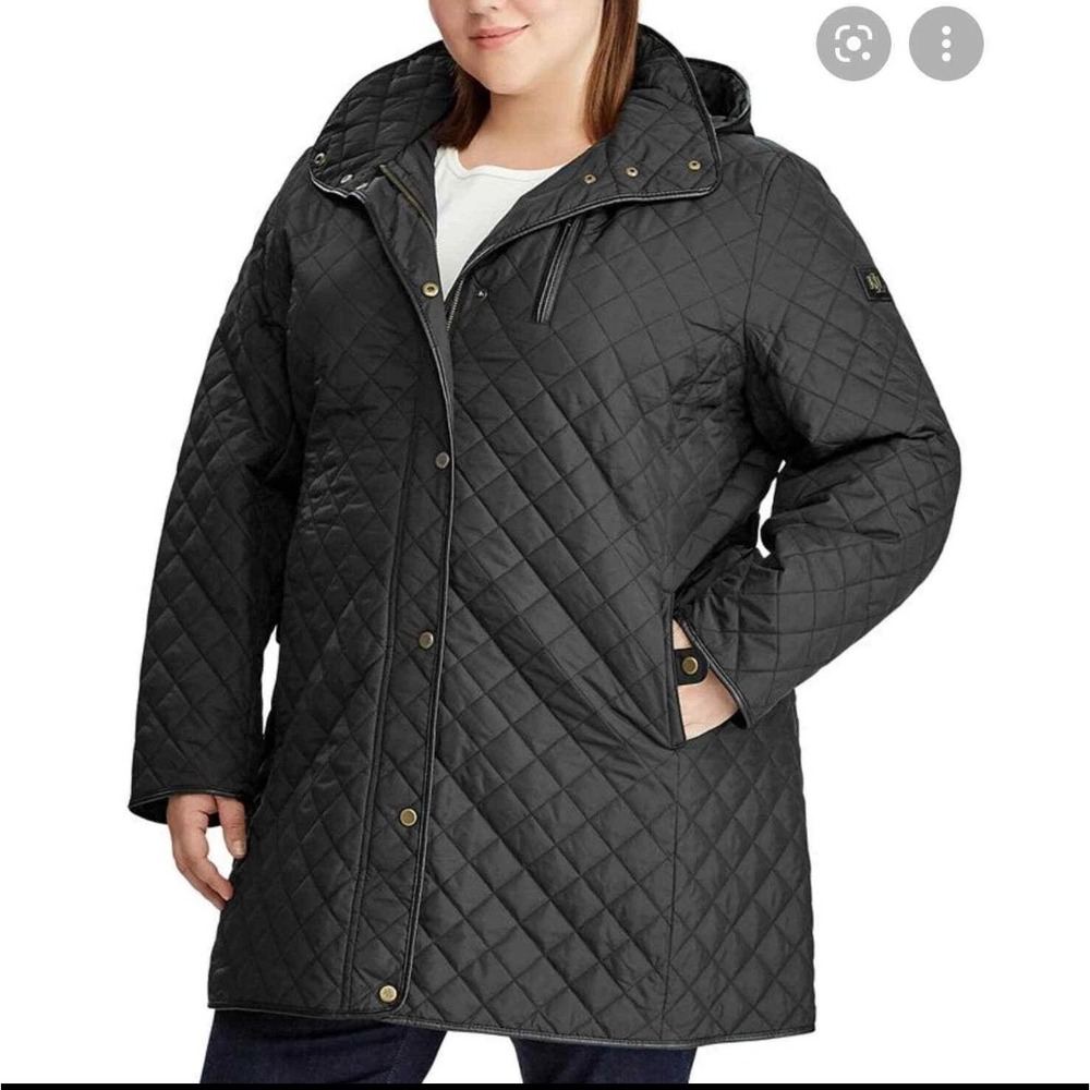 Ralph Lauren Black Quilted Hooded Coat Women's XL